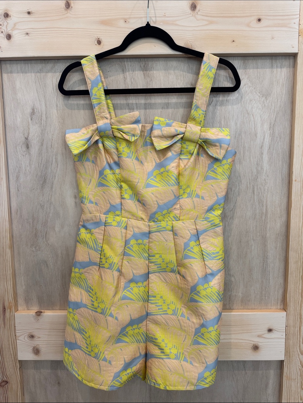 ASOS Pastel Yellow and Light Blue Floral Bow-Strap Romper